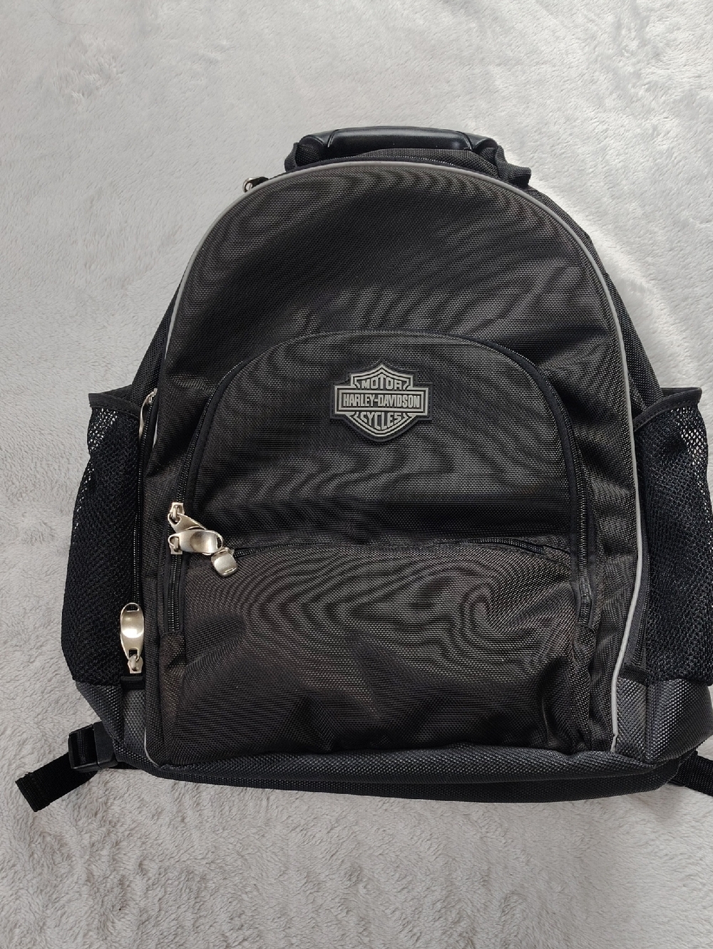 Harley-Davidson Black Sissie Bar Backpack with Black Drawstring Rain Bag